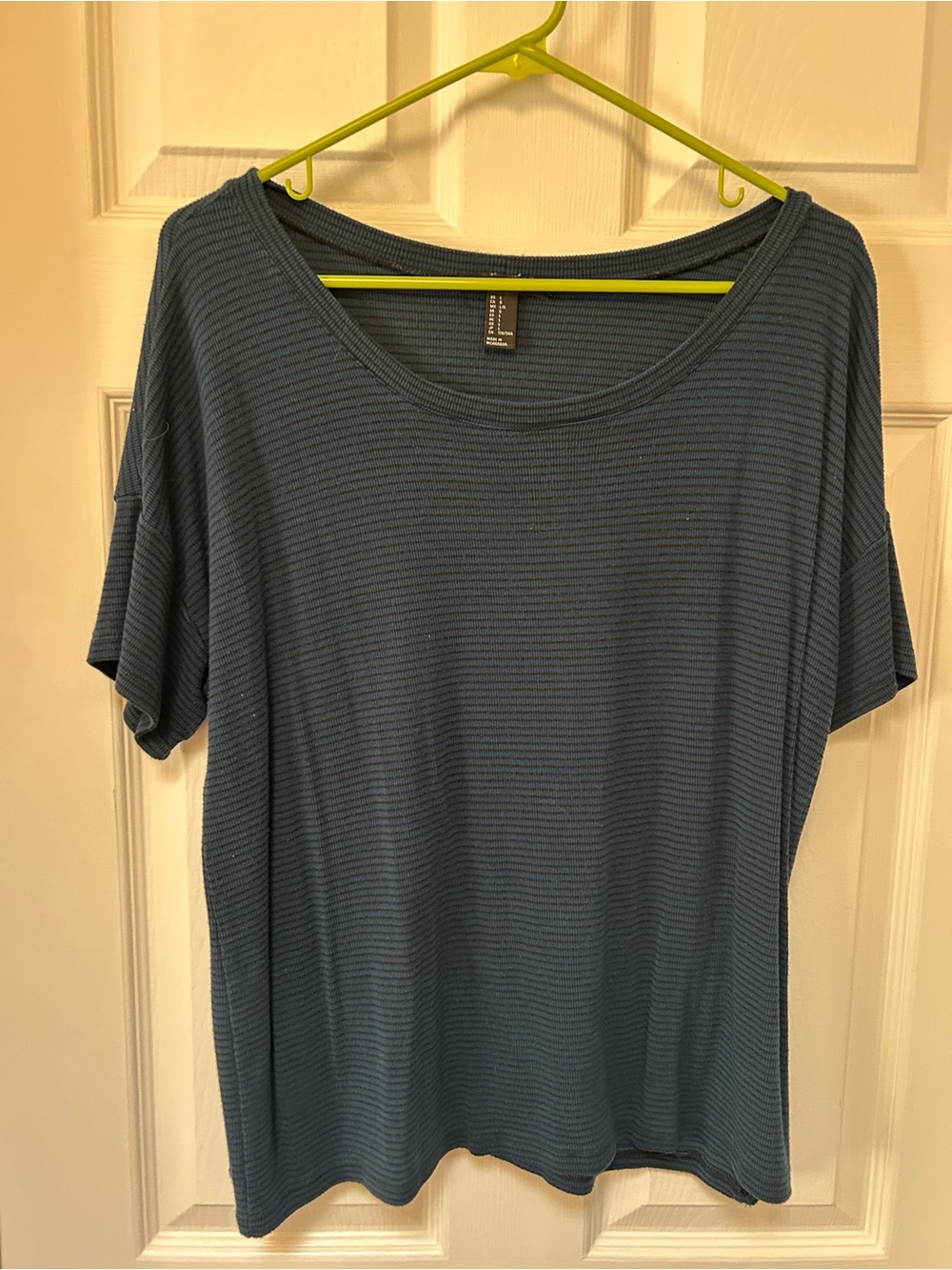 Forever 21 Ribbed Scoop Neck Short Sleeve Tee - Slate Blue